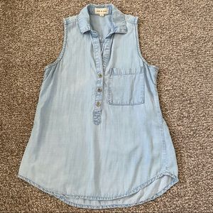 Cloth&Stone Light Blue Western Denim top.
